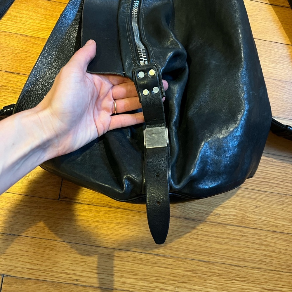 A.S. 98 Black Leather Backpack - Picture 3 of 7